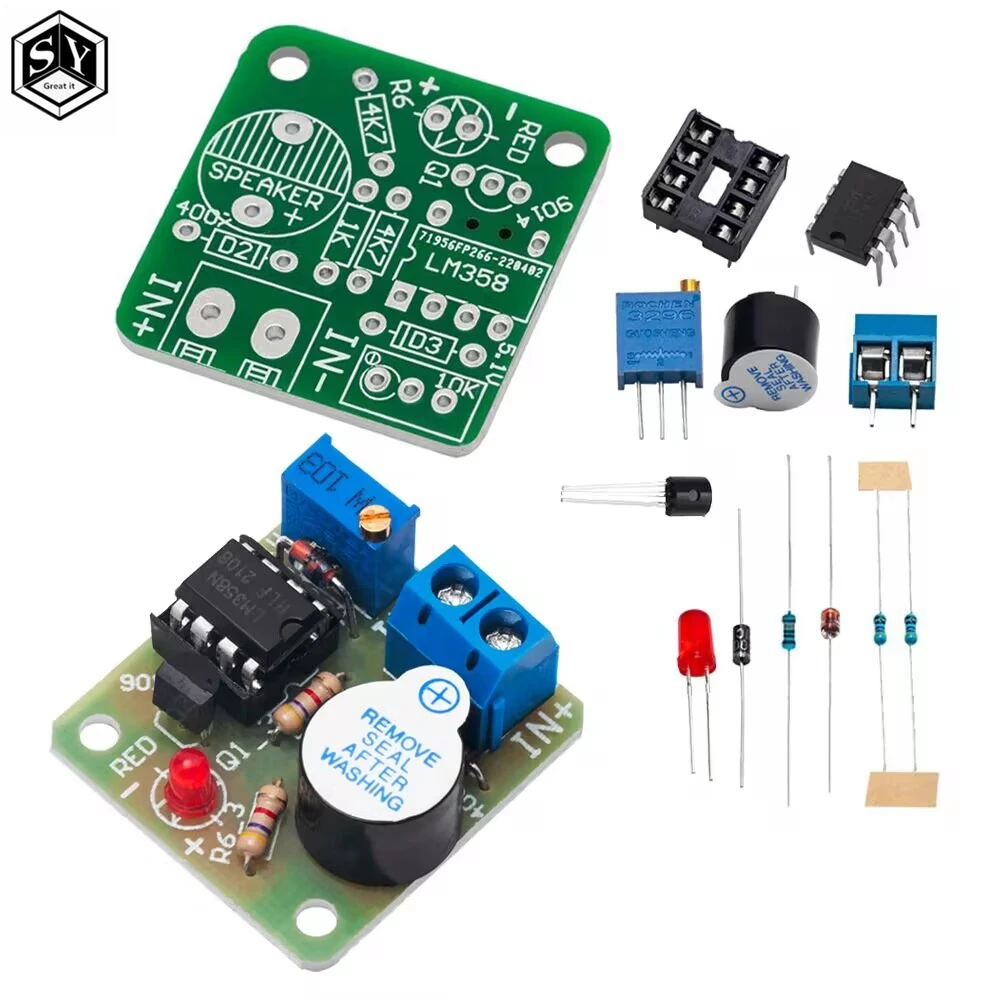 12V LM358 Accumulator Sound Light Alarm Board Buzzer Prevent Over Discharge Controller Module Without Overvoltage Protection