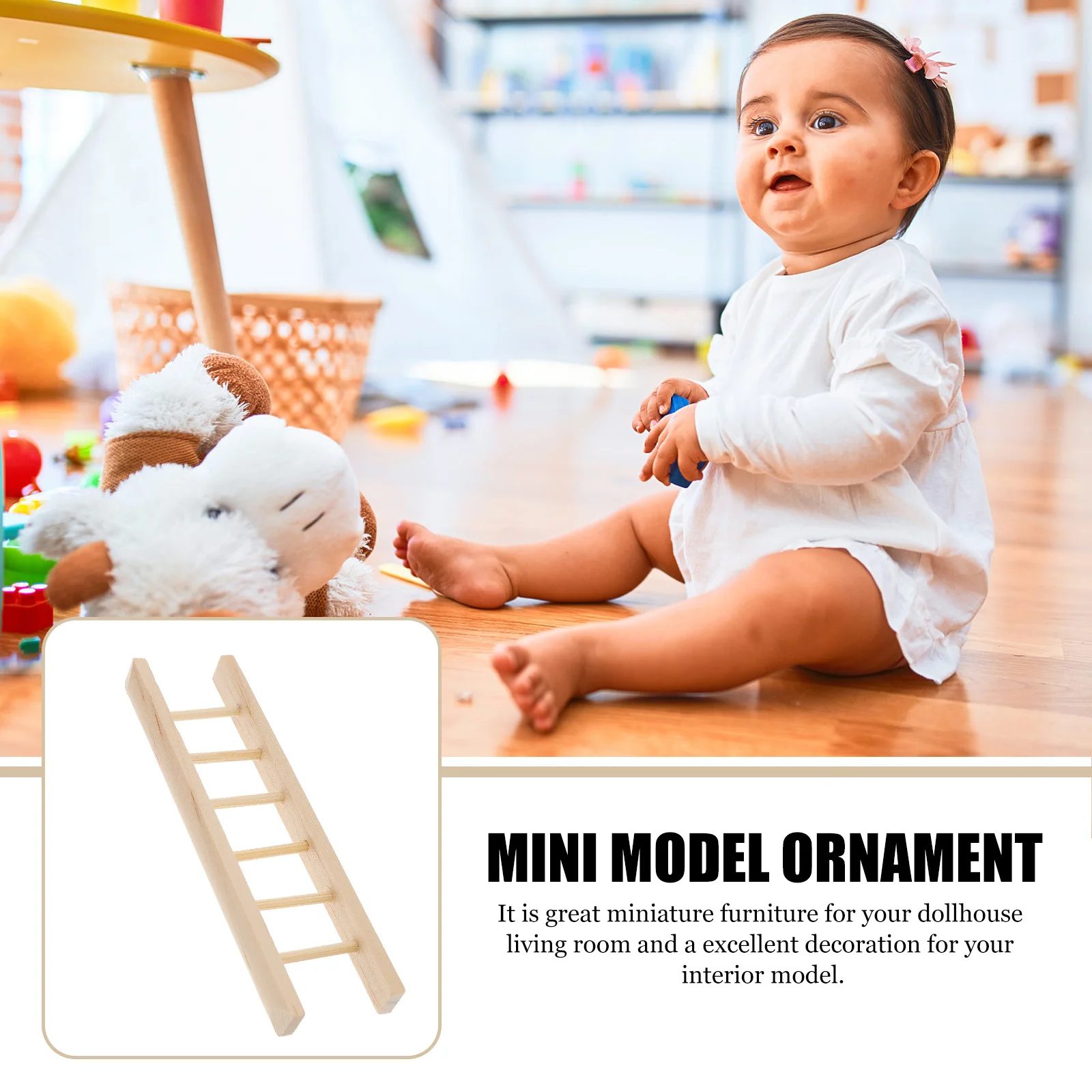 2 Pcs Accessories Mini Ladder Toy Figurine Wood Railing Micro-landscape Adornment