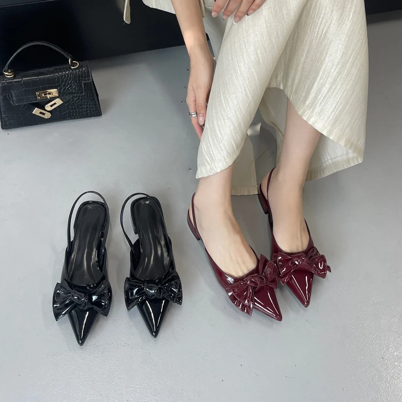 Scarpe da sposa da donna con tacco basso nero Scarpe da sposa con tacco alto bordeaux Comfort Scarpe da donna con punta a punta Décolleté da ufficio estivi Zapatos