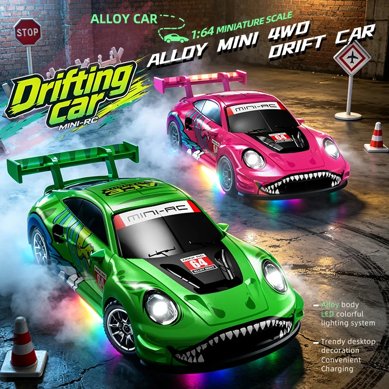 Scy-64001 1/64 High Speed Drift Rc Car With Light 2.4g 4wd Remote Control Car Mini Racing Model Cars Desktop Full Proportion Car