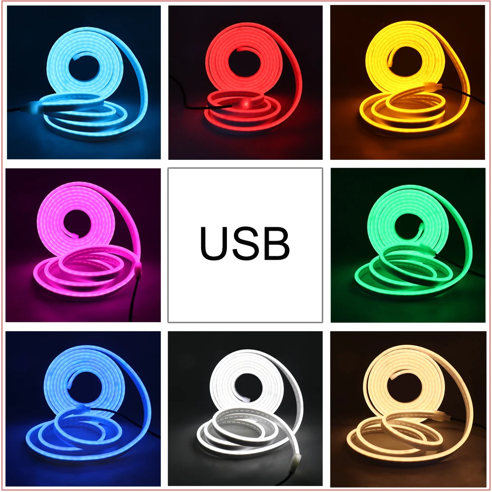 USB Neon Light DC5V Battery Box Powered Flexible LED Strip Light PIR Montion Waterproof Dimmable Neon Sign with ON/OFF Switch