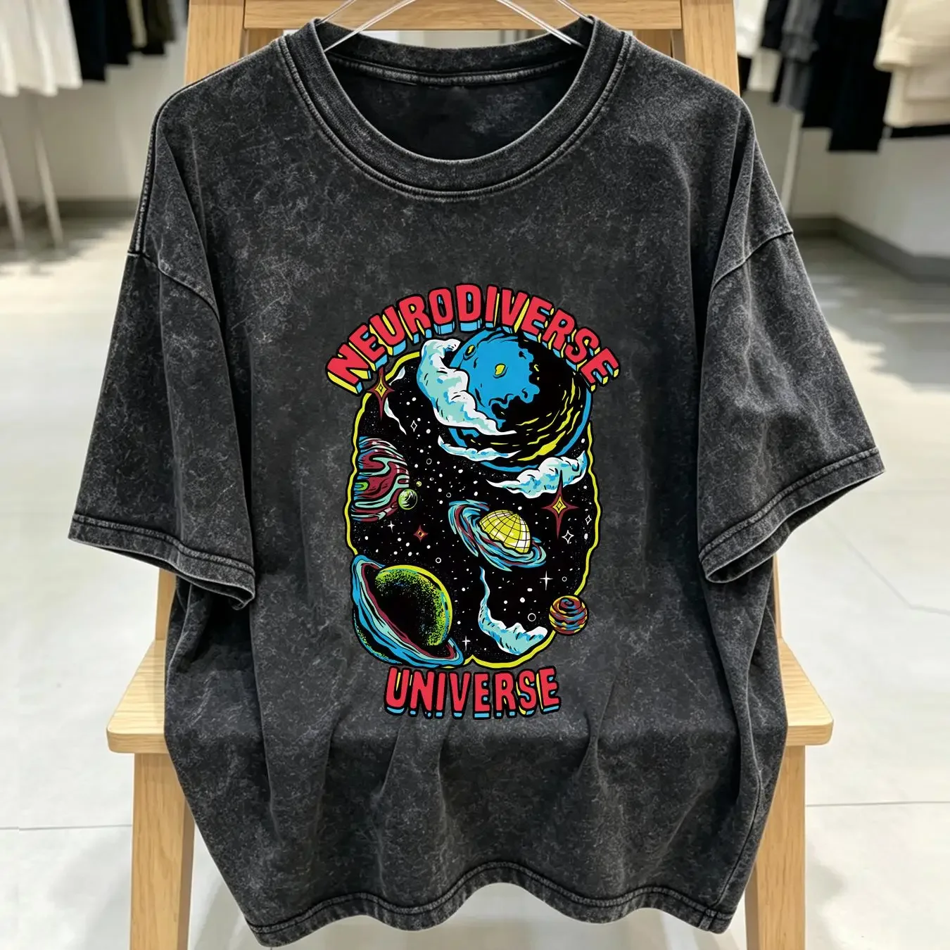 washed T Shirt Neurodiverse Universe TherapisT Therapy Teacher Autism Neurodiversity Inclusion Awareness long or short sleeves