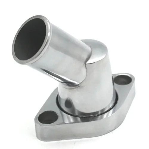 Imagen 2 del producto Cuello de agua cromado de aluminio pulido para coche, cuellos de agua de anillo redondo cromado de 45 grados para motores SB BB para Chevy 327 350 454 396
