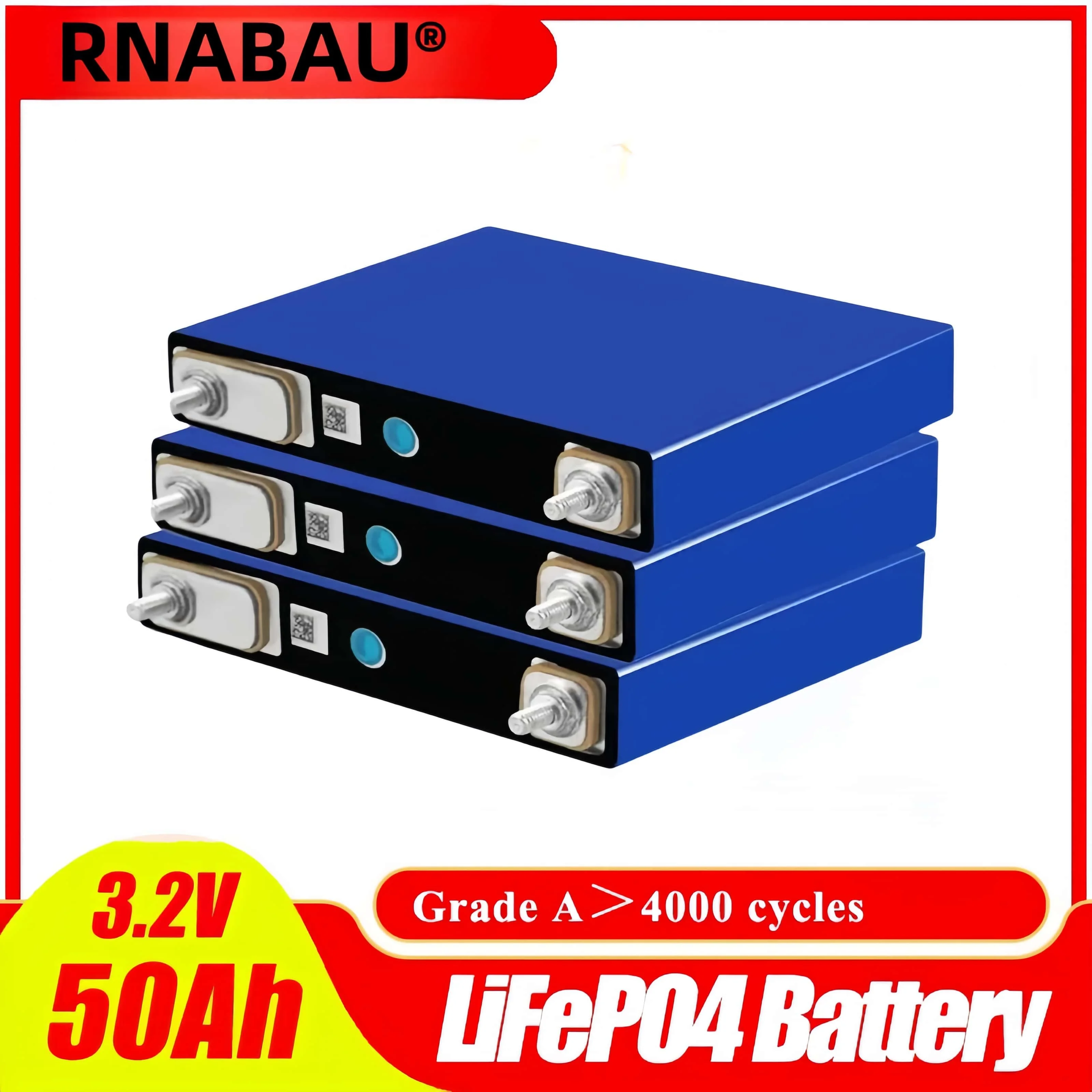 

NEW 3.2V 50Ah Lifepo4 New Rechargeable Battery Pack Solar Energy System for Boats and RV Golf Cart Tax-free in the US and EU