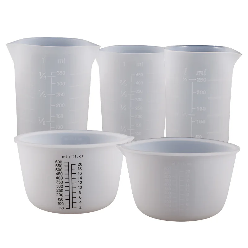 30-1000ML Transparent Silicone Measuring Cup With Scale Resin Epoxy Moulds Food-Grade Separating Cups Jewelry Making Baking Tool