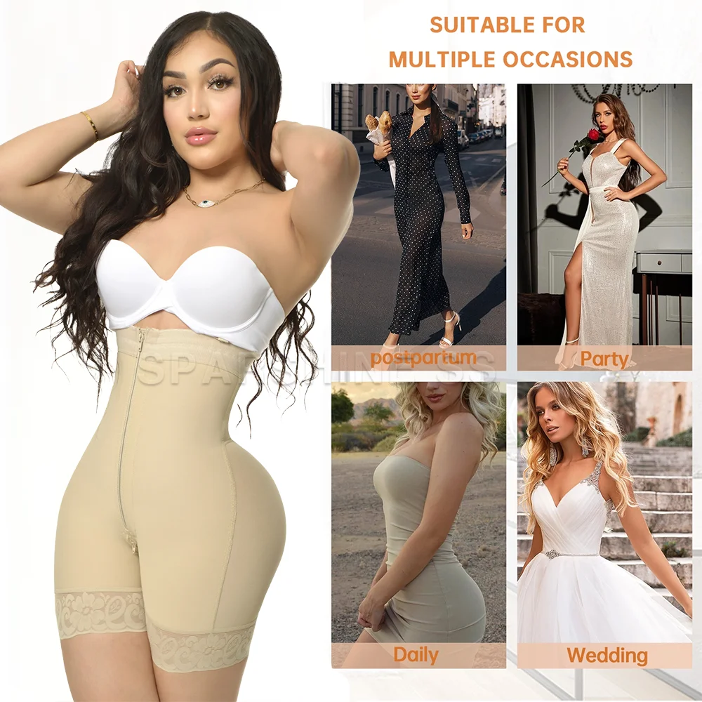 Fajas Colombianas Compression Shapewear Open Bust Tummy Control with Zipper Extra Firm Zipper Crotch Control Body Shaper XXS