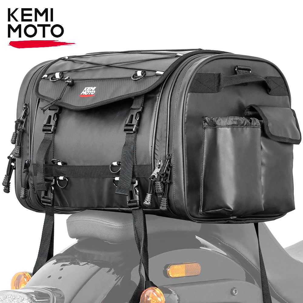 

Motorcycle Tail Bag 60L Expandable Large Capacity Motorcycle Travel Luggage Helmet Bags Waterproof Rear Rack Trunk Pannier Bag