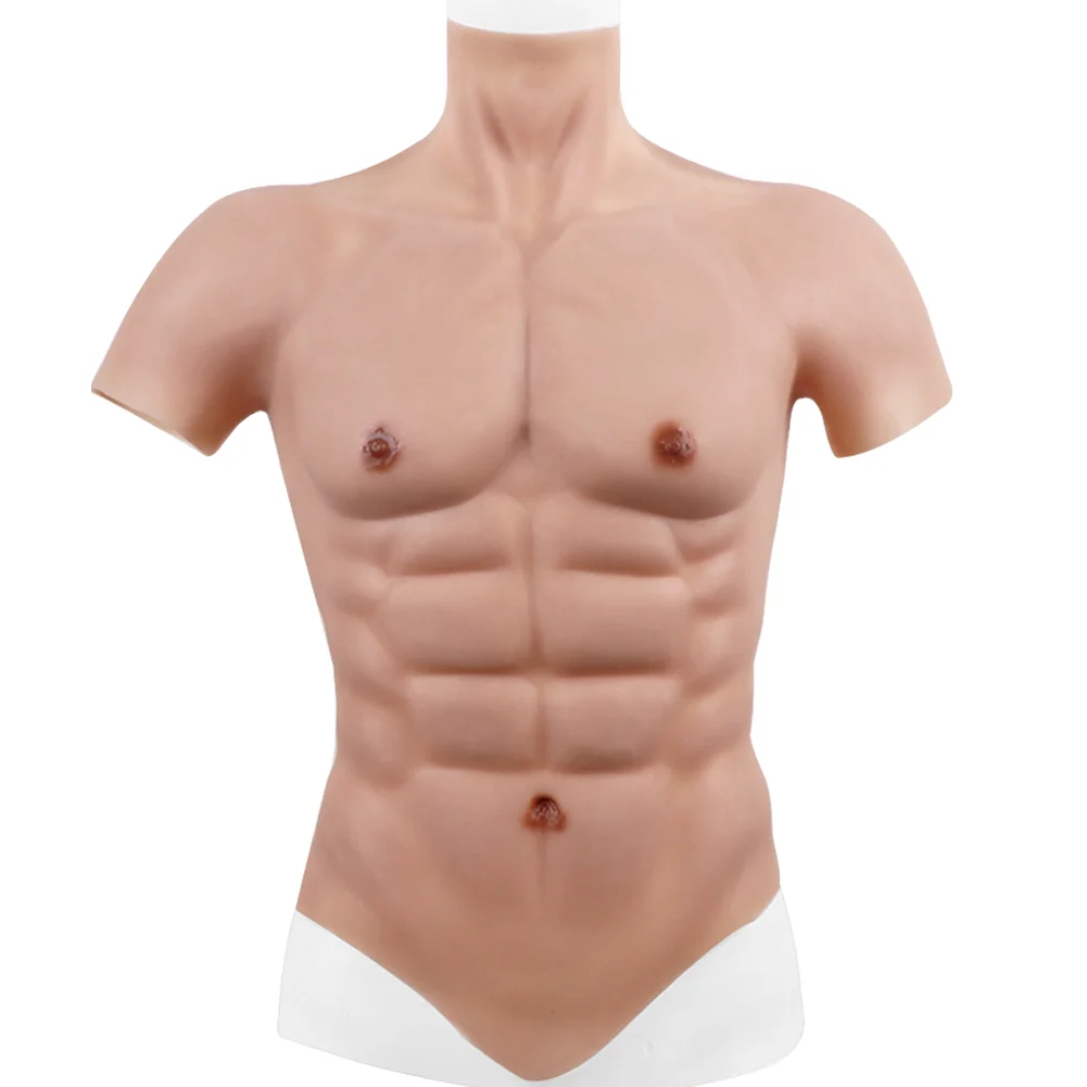 YONGXI Desire Cosplay Silicone Muscle Suit for Man Costume Male Fake Chest Bodysuit Realistic Simulation One Piece Dress