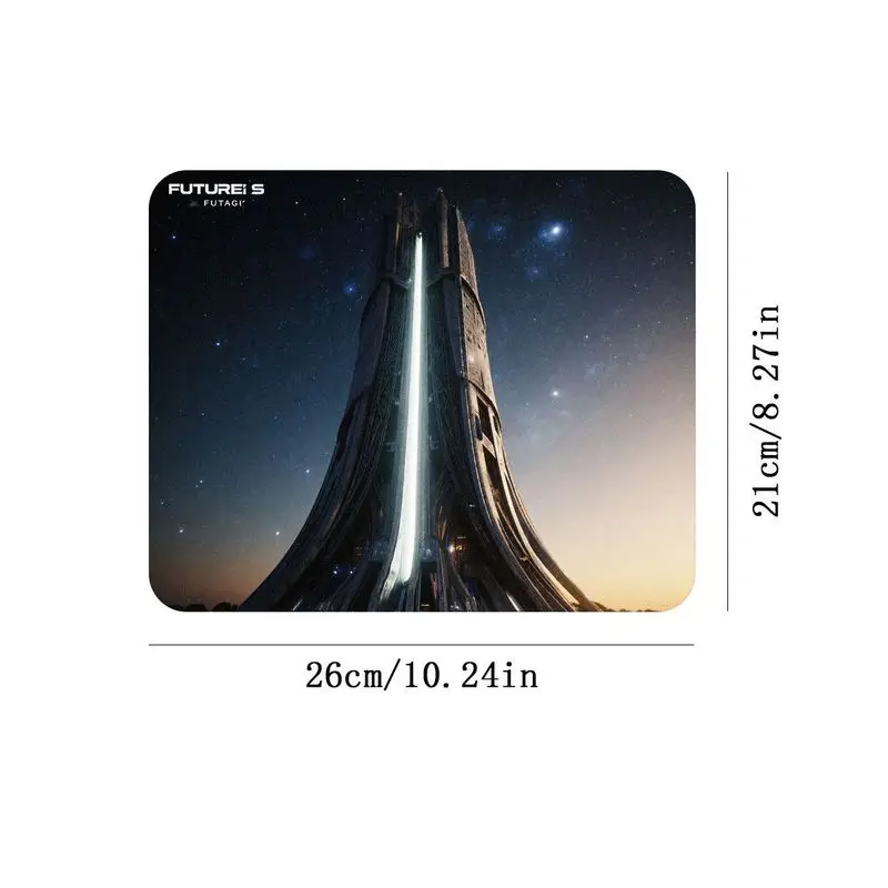 لوحة ماوس محطة الفضاء المستقبلية، قاعدة غير قابلة للانزلاق، طباعة عالية الدقة، مثالية للألعاب والاستخدام المكتبي، 26 سم × 21 سم