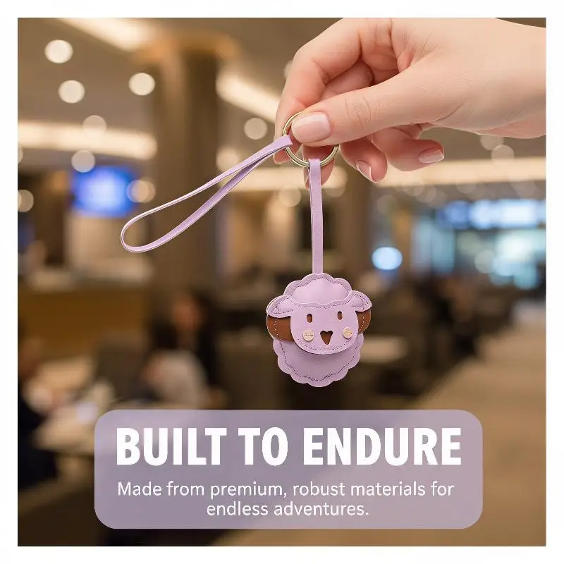 Cute PU Leather Cartoon Sheep Pendant Multiple Color Options Durable Lanyard For Key Purse Decor Small Gift For Friends