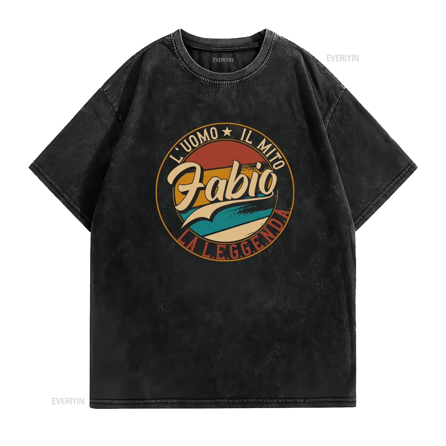 T shirt da uomo con stampa sulla schiena Fabio The For Man Myth Ispirazione retrò italiana girocollo casual vestibilità Casual