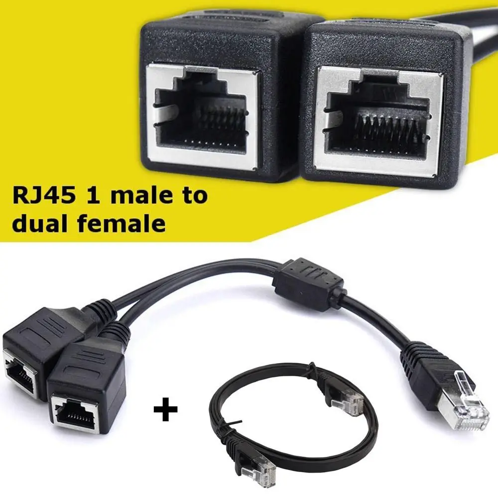 Splitter Adapter 1 To2 Dual Female Port CAT 6 LAN Ethernet Connector RJ45-Splitter Cable Network Cable Expander-Plug 24cm