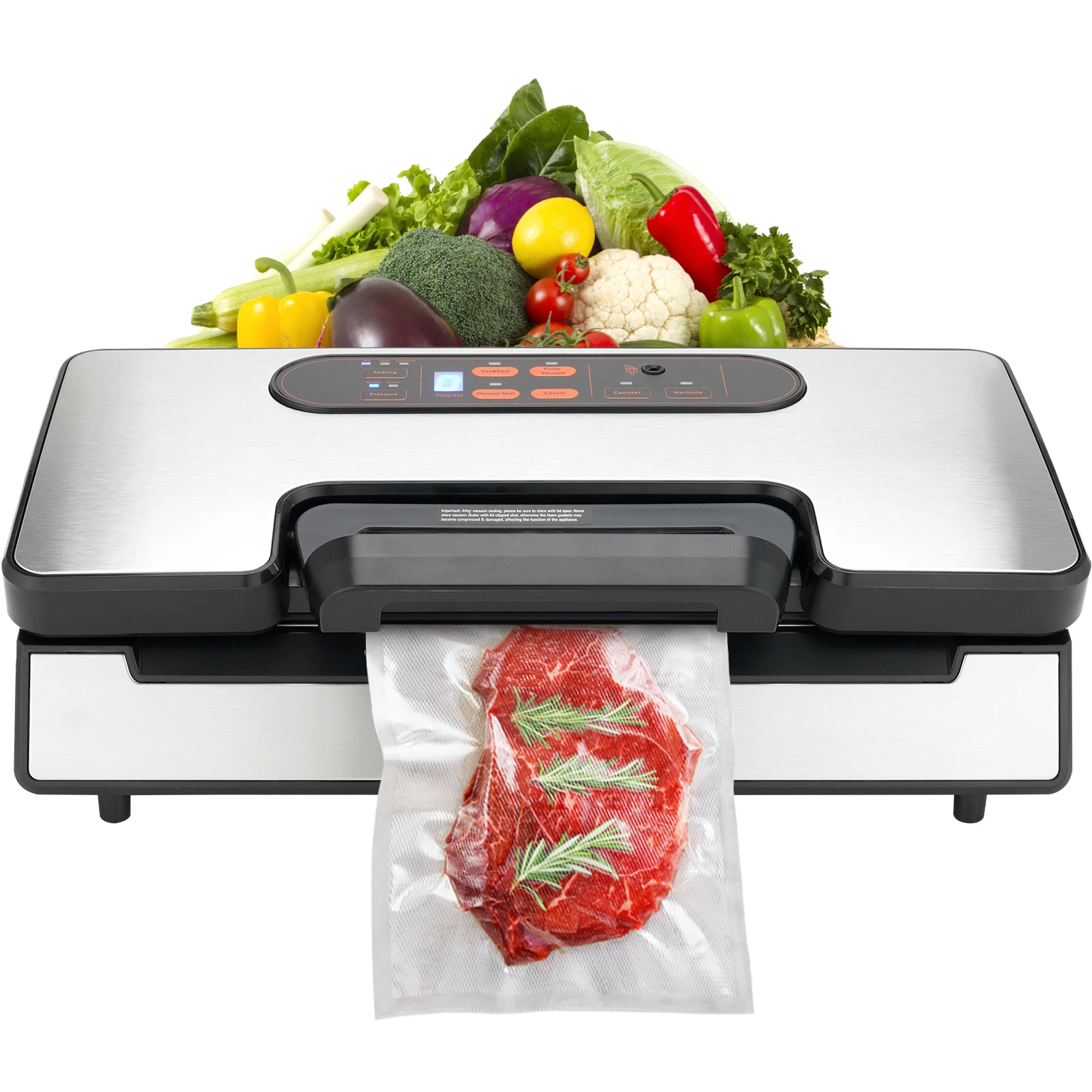 VEVOR Vacuum Sealer Machine, 90Kpa 130W Powerful Dual Pump and Dual Sealing, Dry and Moist Food Storage, Automatic and Manual