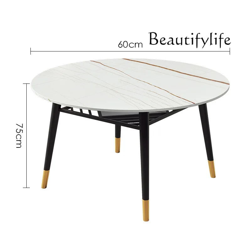 

Italian simple round dining table and chairs small household dining table