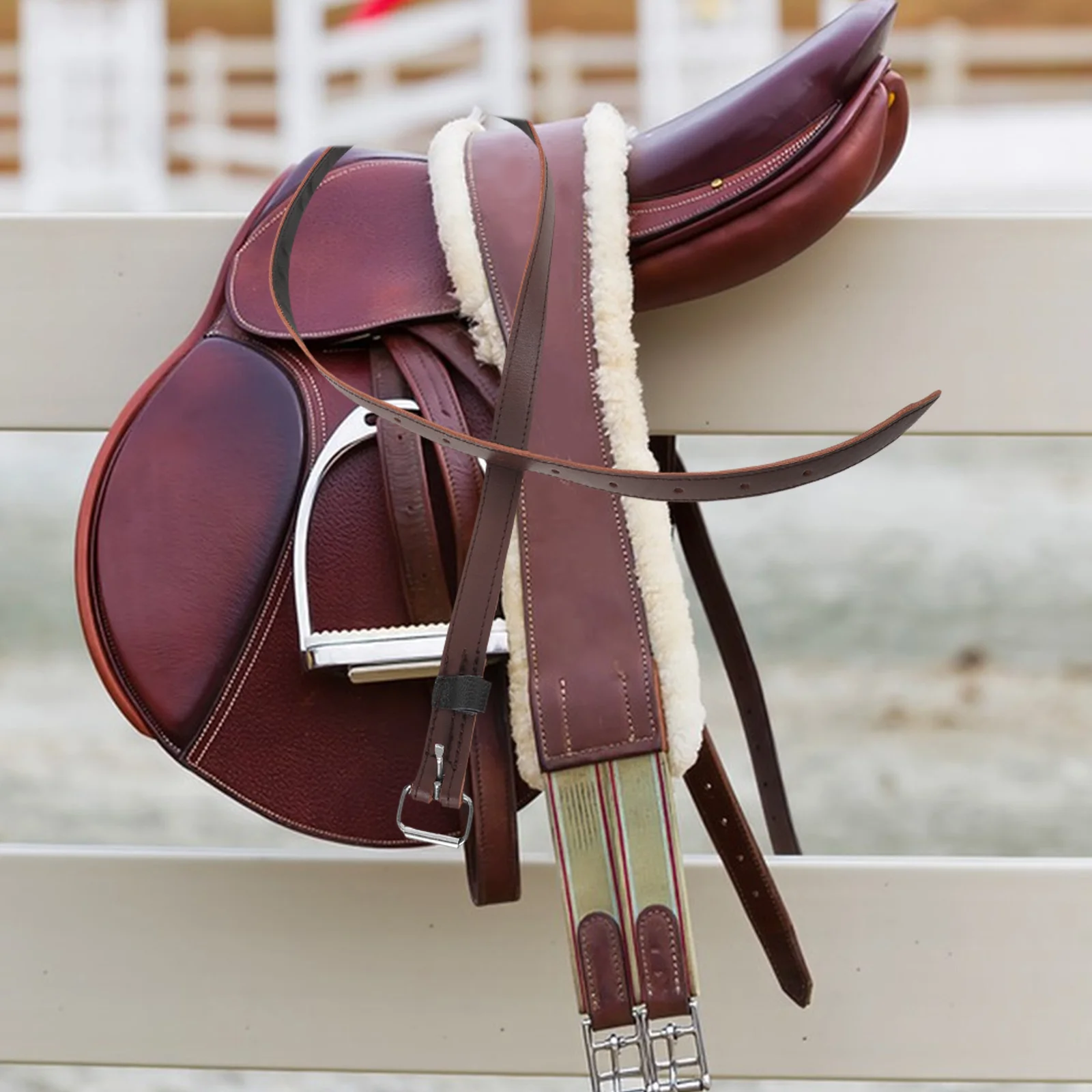 Equestrian Stirrup Brown Full Grain Oil Treated Non-Stretch Soft For Training Jumping Competition Horse Saddle