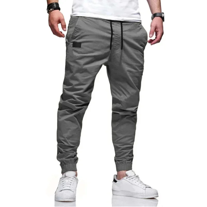 Spring Autumn New Cargo Pants Men's fashion sports Cargo PantsSolid color sweatpants  Joggers Woven pants Casual Male Trousers