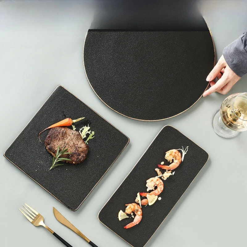 Прямоугольная тарелка Cerc с защитой от царапин, креативная коммерческая тарелка Saimi, обеденная тарелка в стиле вестерн, тарелка для демонстрации торта