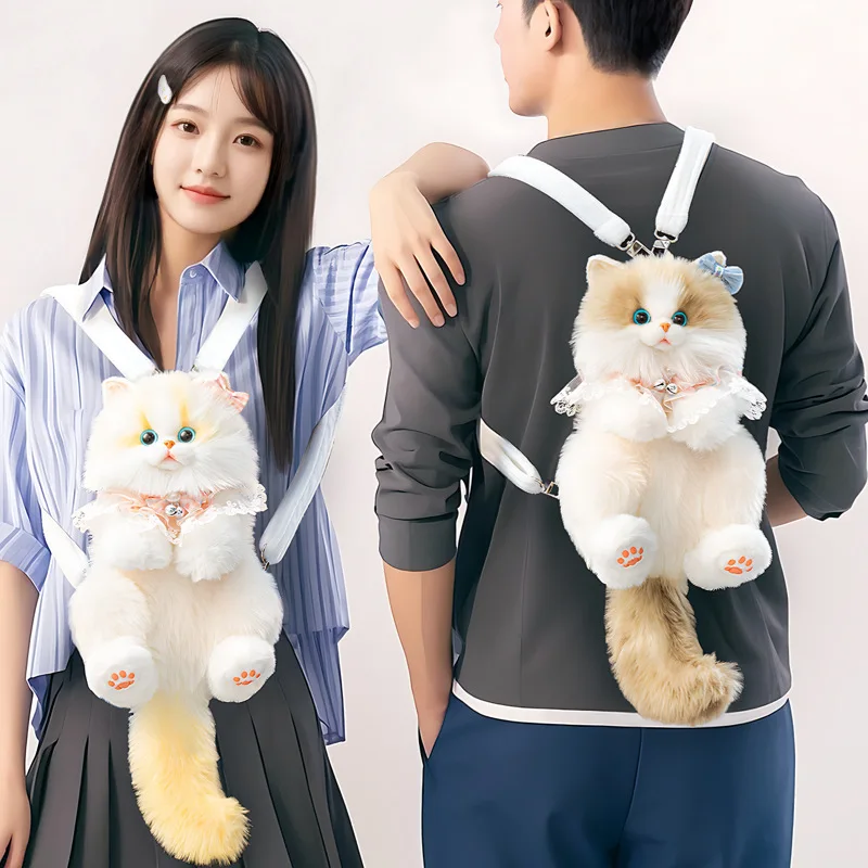 Meow Serie Cute Cat Plush Backpack - 30cm Stuffed Animal Doll Realistic Design Soft Toy for Girl Christmas Birthday Gift