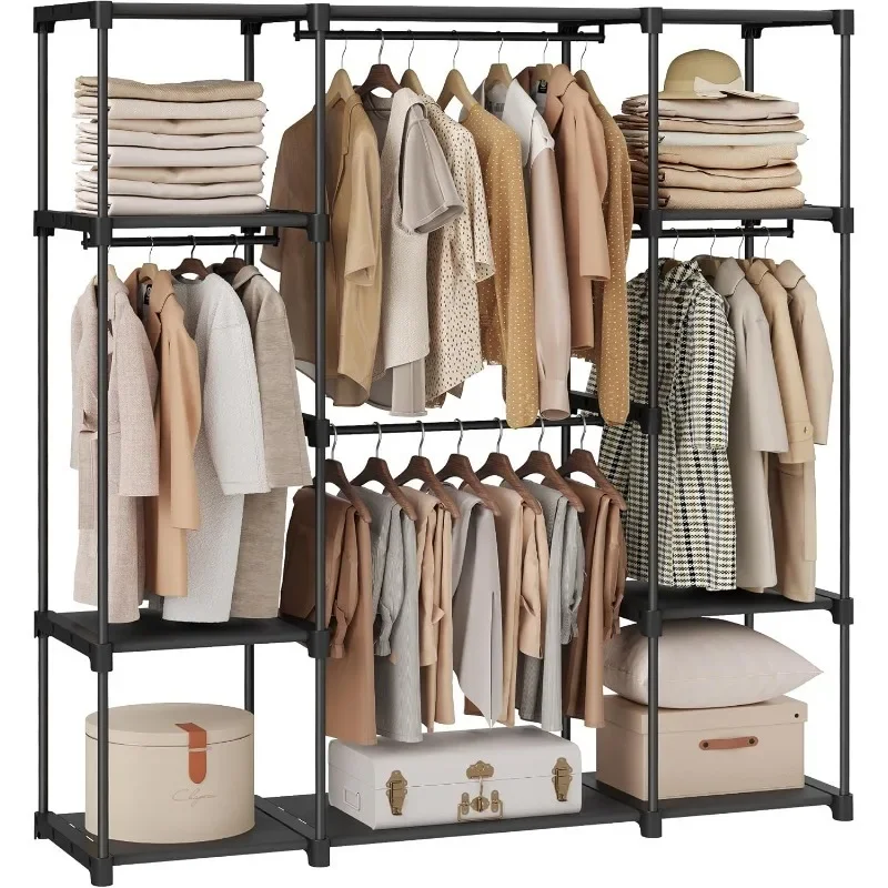 

-Portable Closet, Freestanding Closet Organizer, Clothes Rack With Shelves, Hanging Rods, Storage Organizer