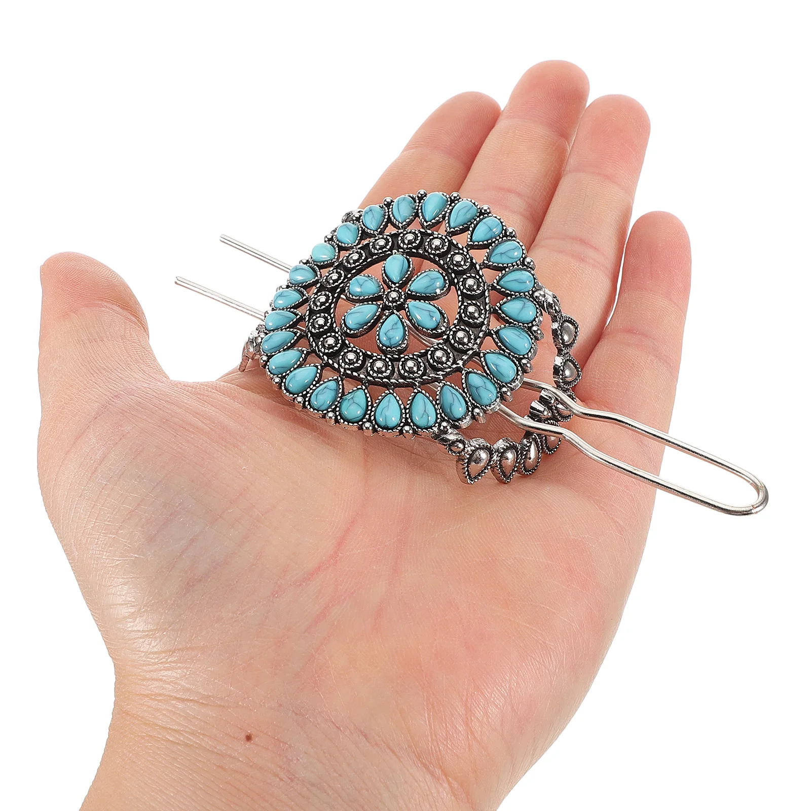 Retro Turquoise Hair Fork Delicate Women Hairpin Chinese Style Hair Ornament Retro Hair Stick Hair Holder Fork