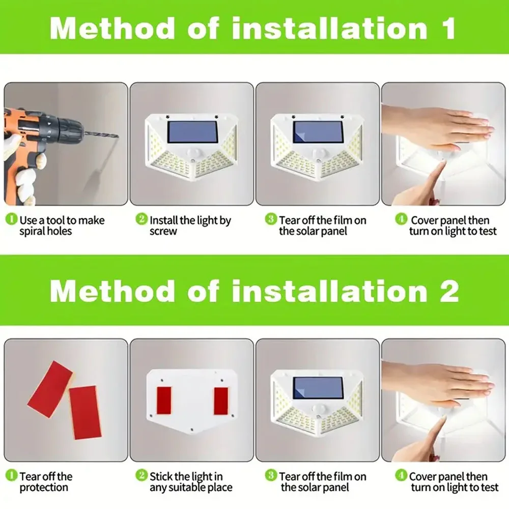 1/2/4/68 Piece Outdoor Solar Wall Light, 100 LED Four Side Wall Light, Courtyard Garden Guide Light Wall Light