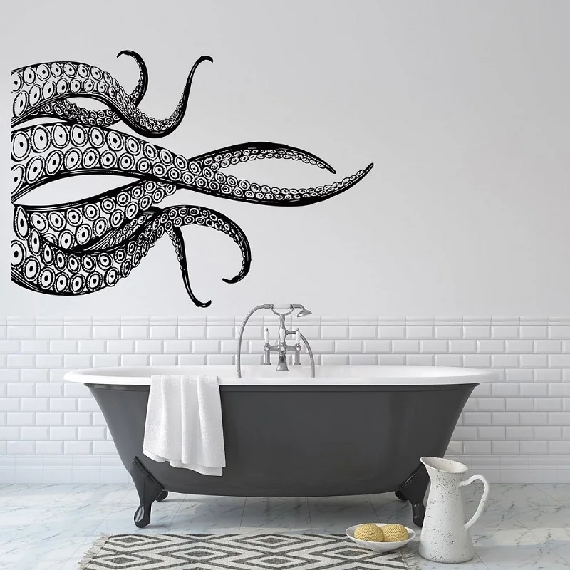 Kraken Octopus Tentacle Vinyl Wall Sticker Nordic Crusu Mythology Monster Home Bedroom Bathroom Decoration Door Decal Mural 23