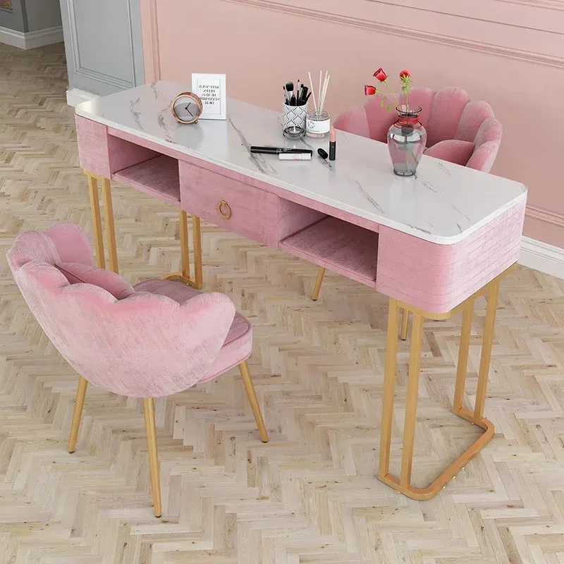 Modern Minimalist Nail Tables Manicure Shop Table and Chair Set Japanese Light Luxury Single Double Professional Manicure Table