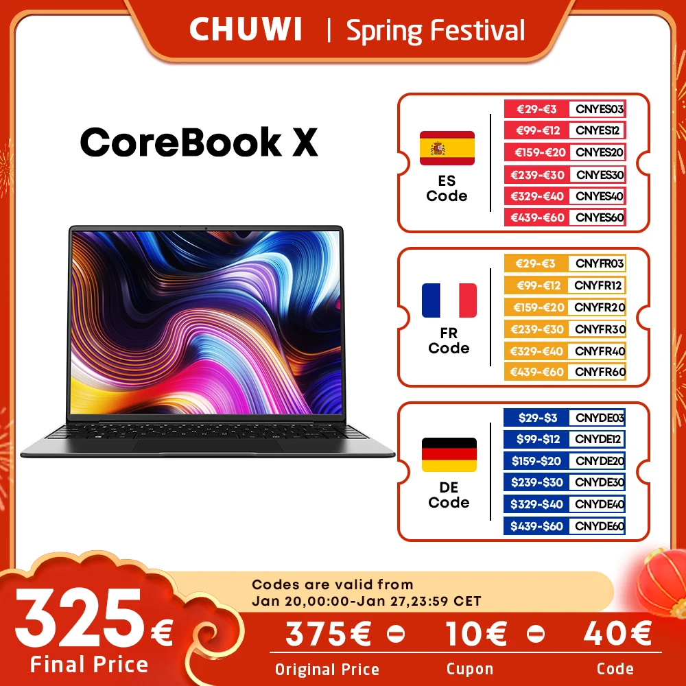 Chuwi Corebook X Gaming Laptop 14 Inch Fhd Ips Scherm Intel I3-1215U 6 Core Windows 11 8Gb/16Gb Ddr4