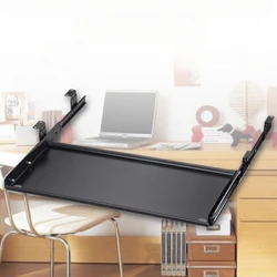 Under Desk Keyboard Tray Slide-Out Computer Shelf Ergonomic Keyboard Stand with Sliding Rail Desktop Storage Organizer