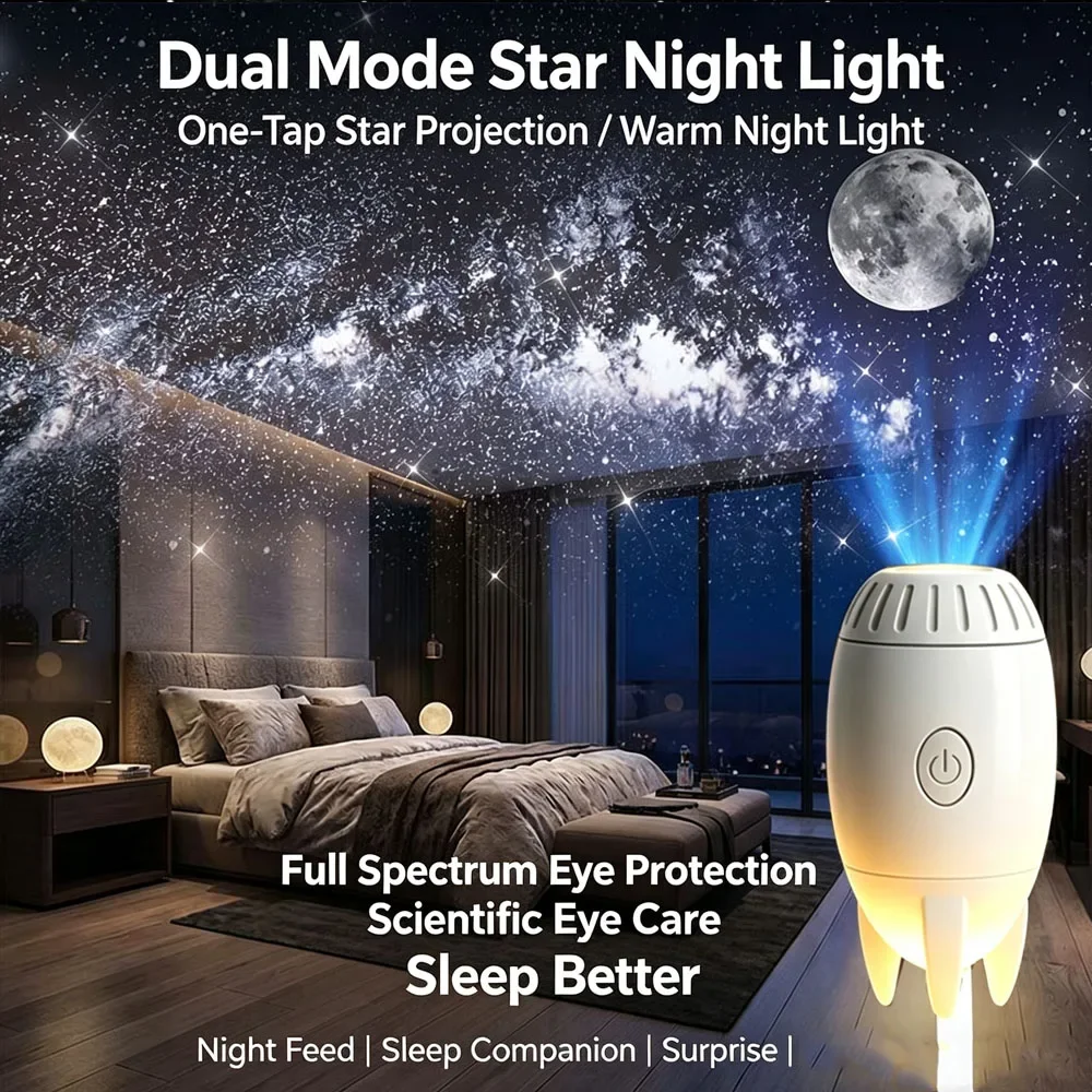 USB Projection Lamp Manual Focus Projector Light Car Ambient Light Room Starry Star Romantic Saturn Galaxy Night Lights