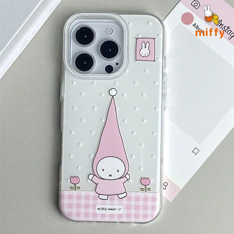 

Kawaii Miffy Phone Shell Suitable for Iphone 17 16 15 14 Cartoon Long Hat Rabbit High Quality Creative Anti Drop Phone Case Gift