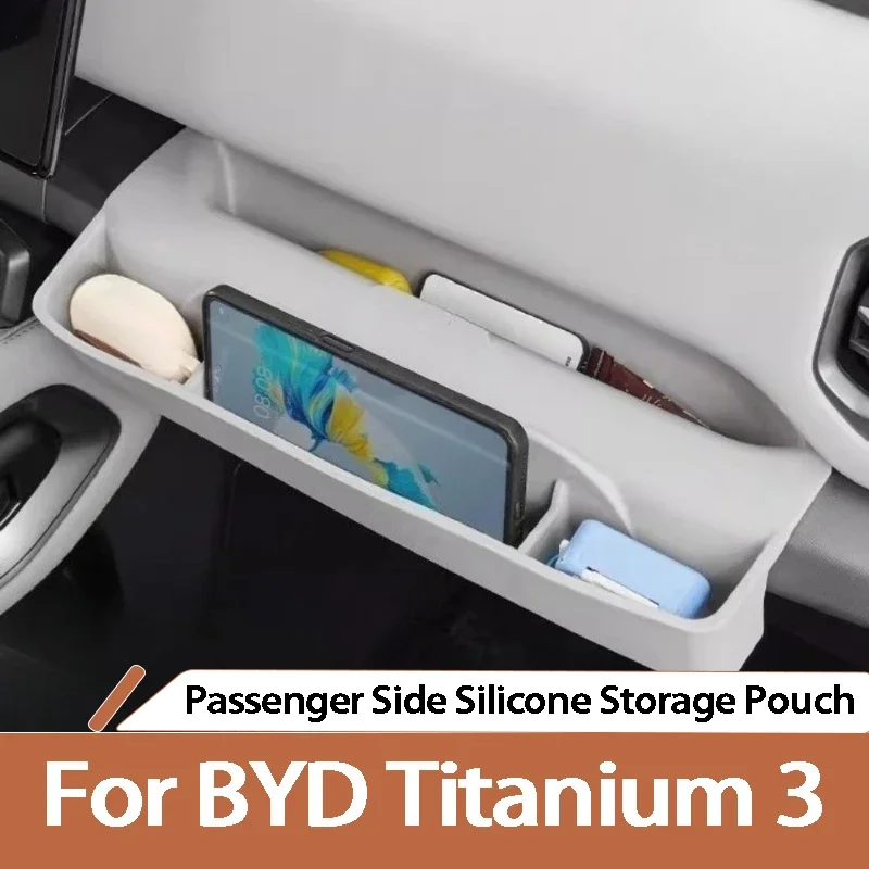 For BYD Leopard Titanium 3 Ti3 Denza B3 Passenger Side Silicone Storage Box Dashboard Organizer Tray Interior Accessories