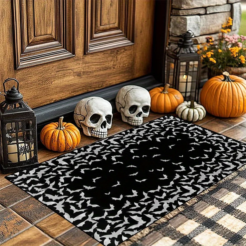 1pc of Halloween-Themed Doormat Featuring a Spooky Bats Design, Suitable for Indoor Use. This Creative Entryway Mat Serves As