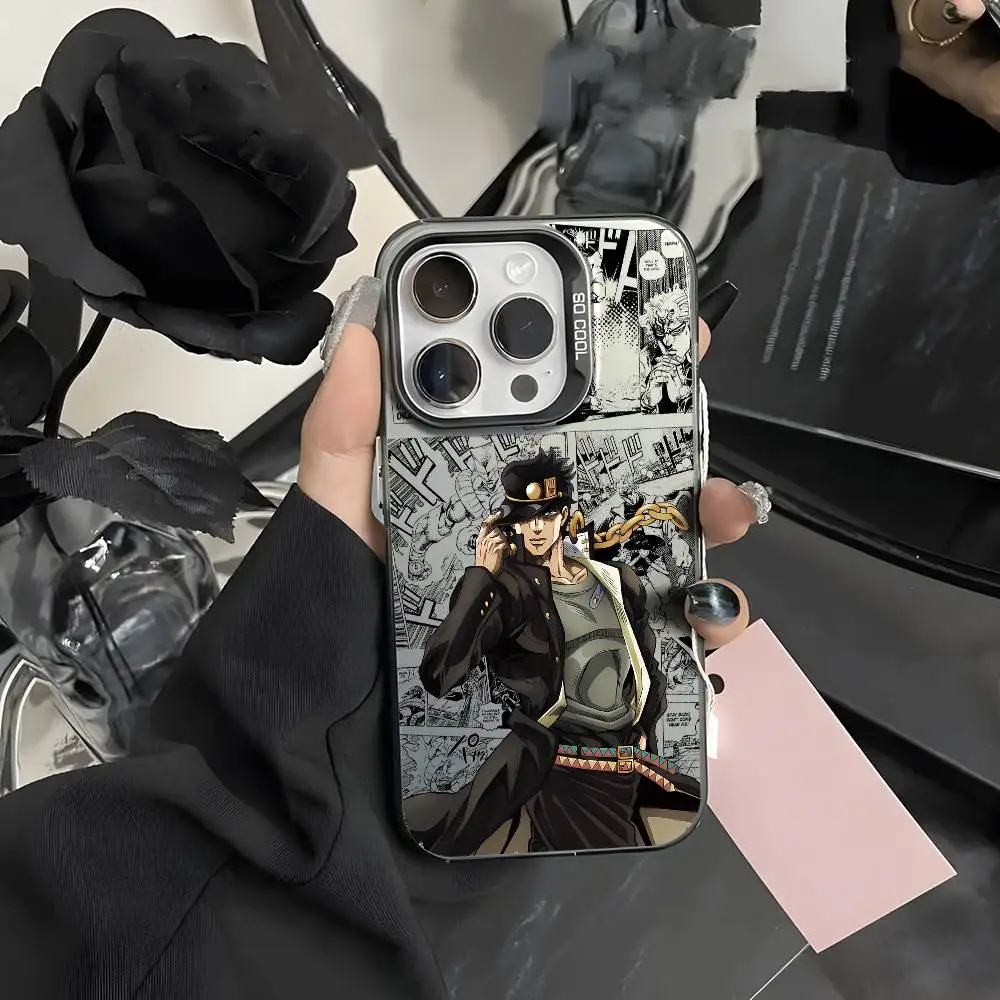 أنيمي J-JOJO حافظة هاتف رائعة آيفون 17 16 15 14 13 12 11 برو ماكس الهواء متعدد الألوان ماتي ليزر معدني أورورا فوندا #6