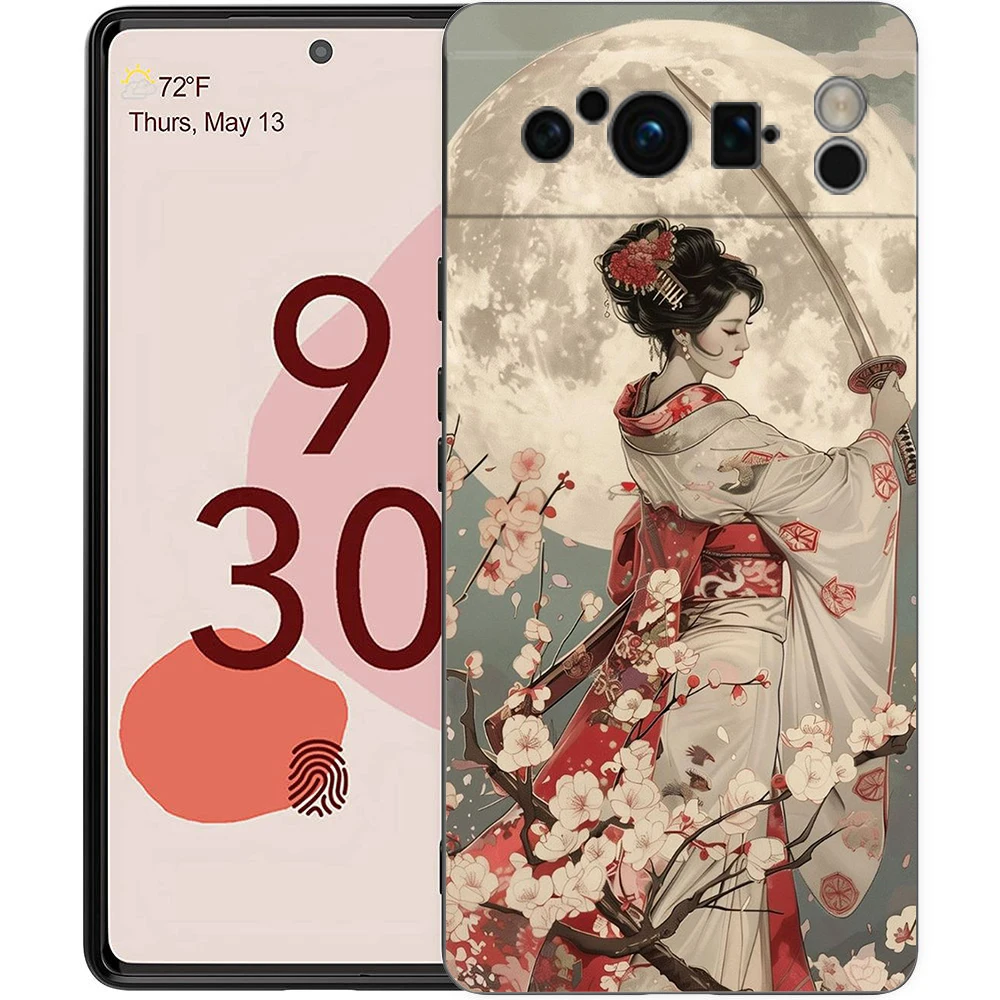 Samurai Warrior Geisha Phone Case Cover for Google Pixel 9 8 7 6 7A 6A Pro Shockproof Soft TPU 9 Pro XL Shell Capas Fundas Coque