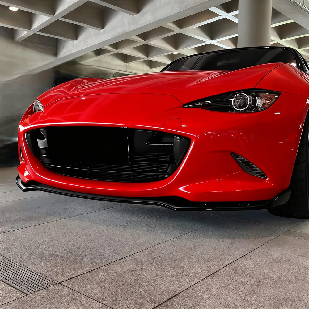 

3Pcs Car Front Bumper Lip Spoiler Splitter Diffuser For Mazda MX-5 MX5 Miata ND 2016-2025 2-Door Bodykit Tuning Gloss Blcak