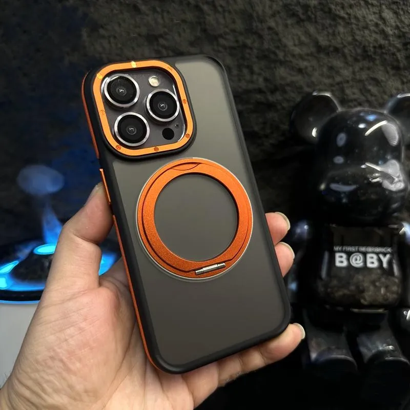 

Rotatable Stand MagSafe Phone Case for iPhone 17 16Pro Max 15 Pro | Alloy Lens Hard Armor Cover, Wireless Charging Compatible