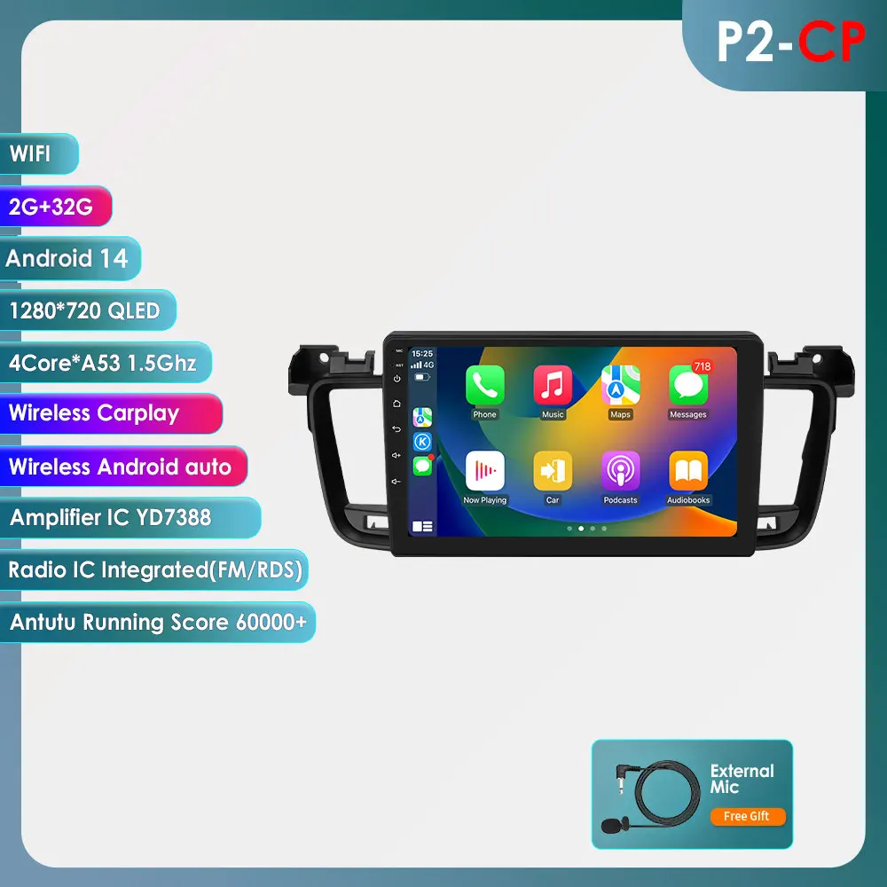 door Qualcomm 8 Core Android Carplay voor Peugeot 508 2011-2018 SW CC 2 Din autoradio multimedia navigatiesysteem hoofdunit slimme intelligente systemen IPS touchscreen stereo videospeler 2 Din