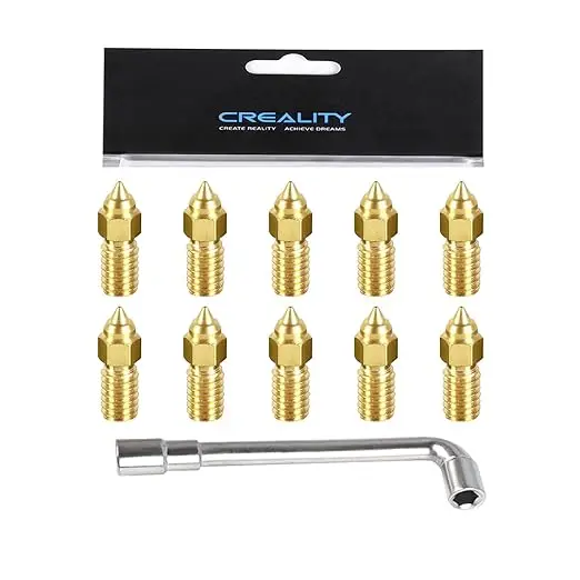 10 Stück Creality Ender 3 V3 SE Düsen mit Schraubenschlüssel, offizielle 0,2/0,4/0,6/0,8/1,0 mm Hochgeschwindigkeits-Messingdüsen für Ender 5 S1/Ender 7 – Detail 1