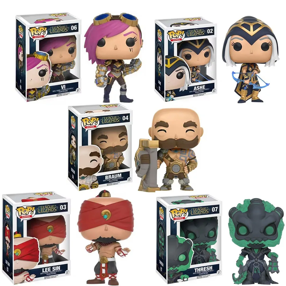 Funko Pop GAMES Leagues Legends VI #06 Ashe #02 Braum #04 Thresh #07 Lee Sin #03 Vinly Action Figures Toys Collectible Gifts