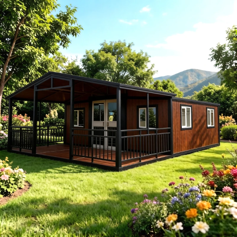Hot Product Forest Cabin Prefabricated Home Expandable Container House 2 3 Bedroom Portable Tiny Home With Terrace Garden Rooms
