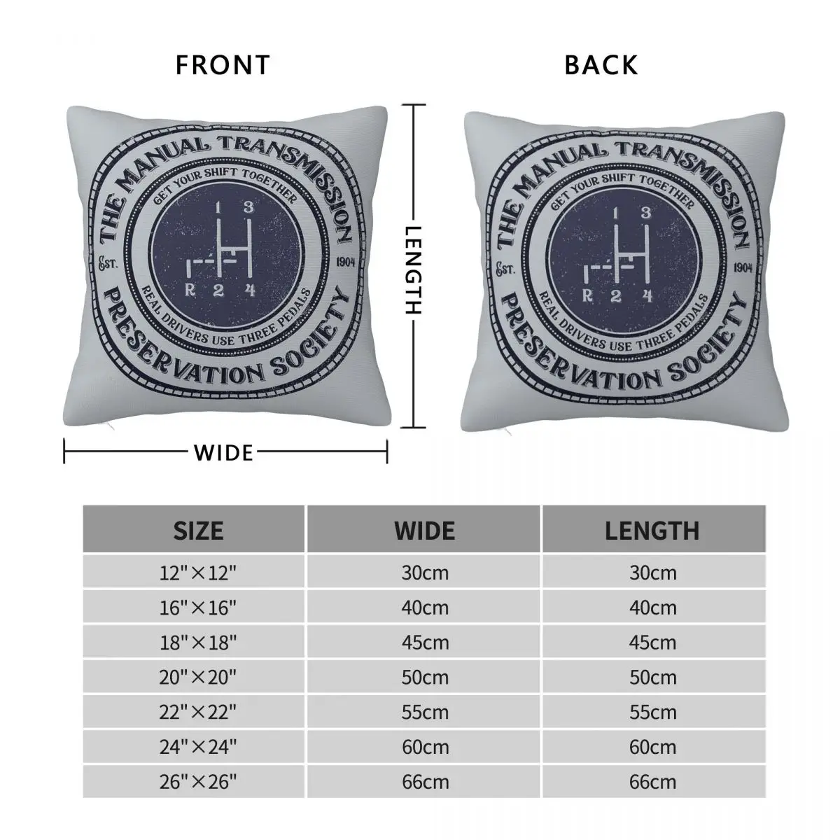 Manual Transmission Vintage Shift Square Pillowcase Polyester Linen Velvet Pattern Zip Decorative Throw Pillow Car Cushion Cover