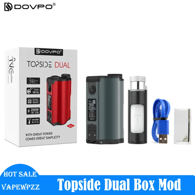 

Оригинальный Dovpo Topside Dual 200 Вт Squonk Box Mod Temp Control Vape 10 мл Squonk Bottle Dual 18650 Электронные сигареты Mod E Cigs
