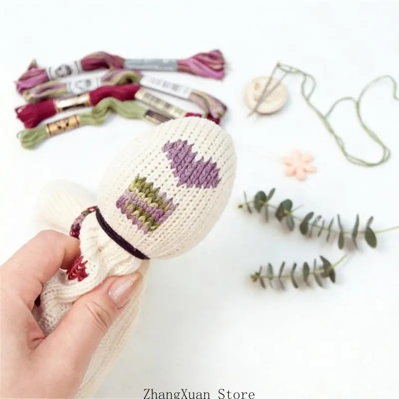 Holzstopf-Strickwerkzeug-Set in Pilz- und Eierform, inklusive Nadel und Faden 3 x – Detail 4