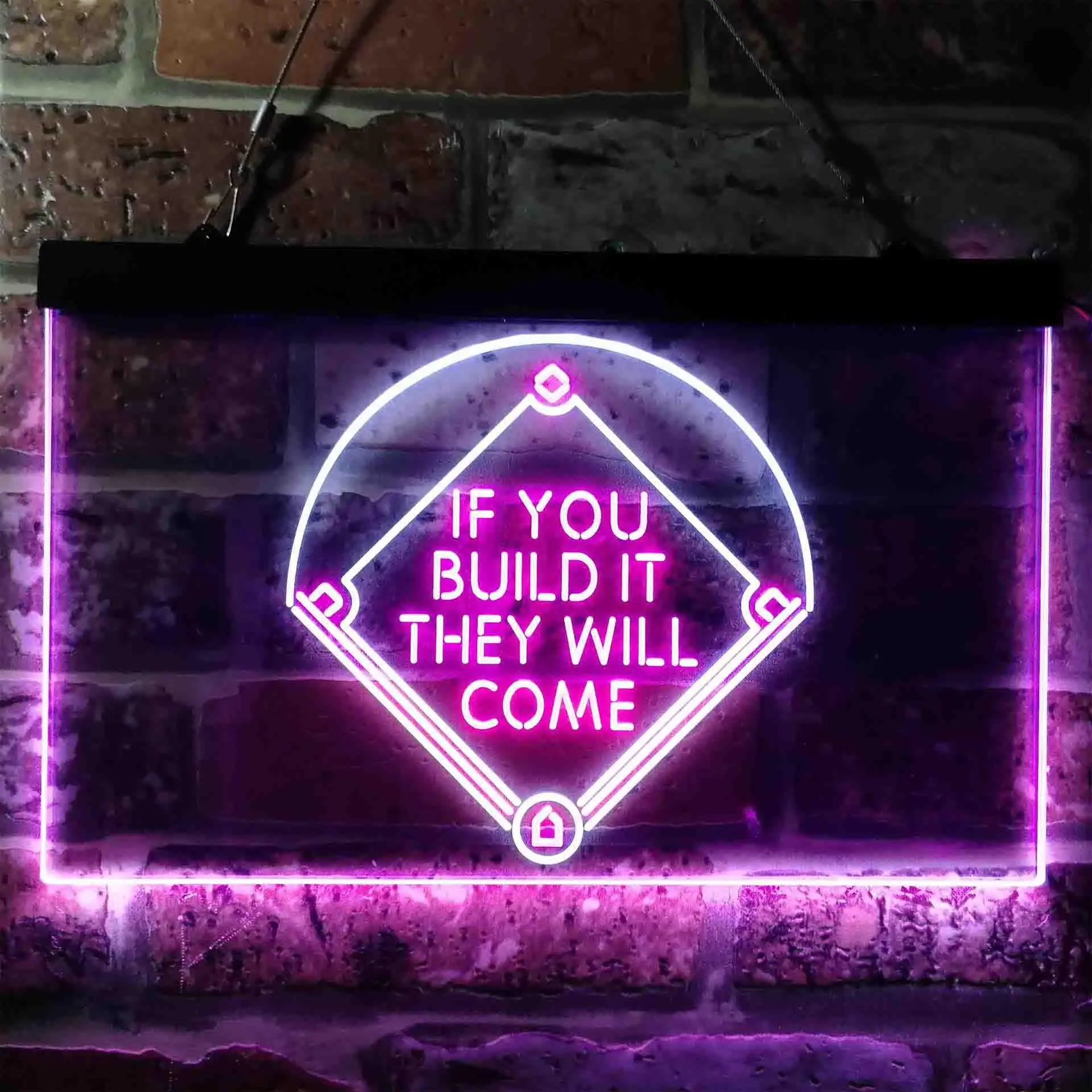 If You Build it They Will Come Baseball Court Dual Color Led Neon Sign st6-i3747