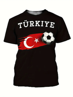 Türkiye Flag Unisex T-Shirt Summer Football Sports T-Shirt Casual Men's Short Sleeve Top 2024 Turkish Fan T-Shirt Men's Clothing