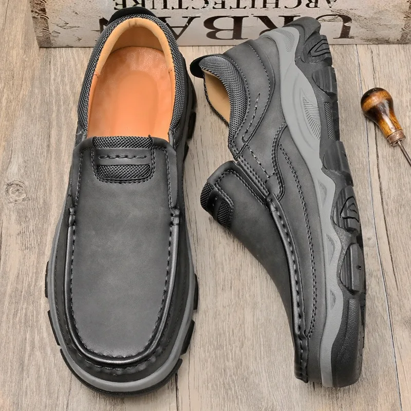 2024New Slip-on Leather Casual Shoes Stylish Loafers Men