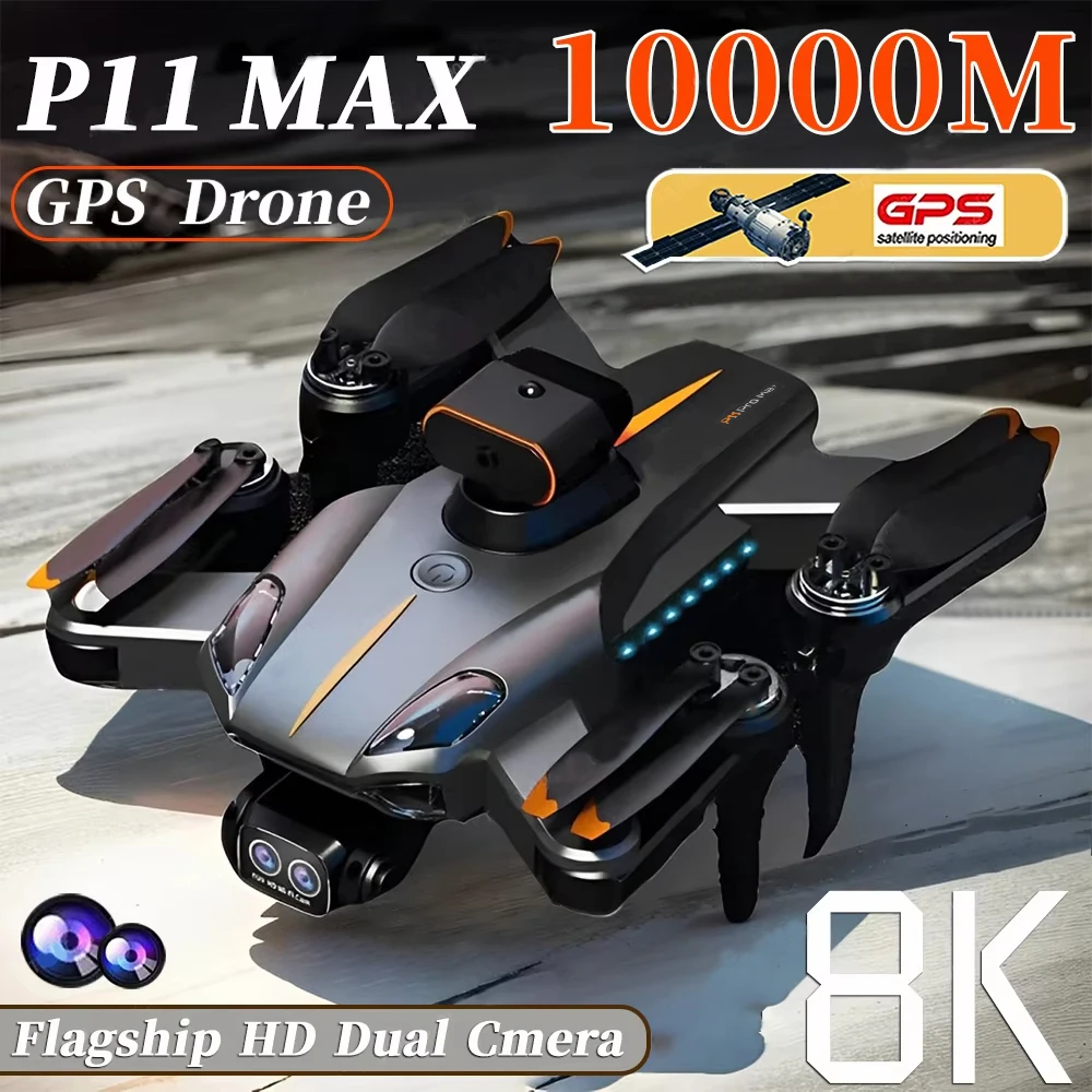 P11 Max Drone 8K 5G GPS Professional HD Aerial Photography Dual-Camera Obstacle Avoidanc Brushless Quadrotor 10000M