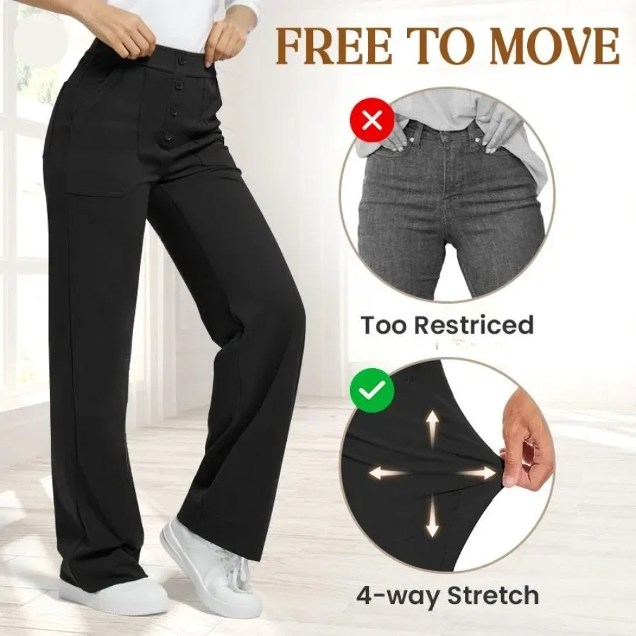 Casual High Waist Stretch Pants⭐ 2024 Best Selling Pants Dropshipping Womens Button Pant Trousers Pocket Pants for Woman Bottoms