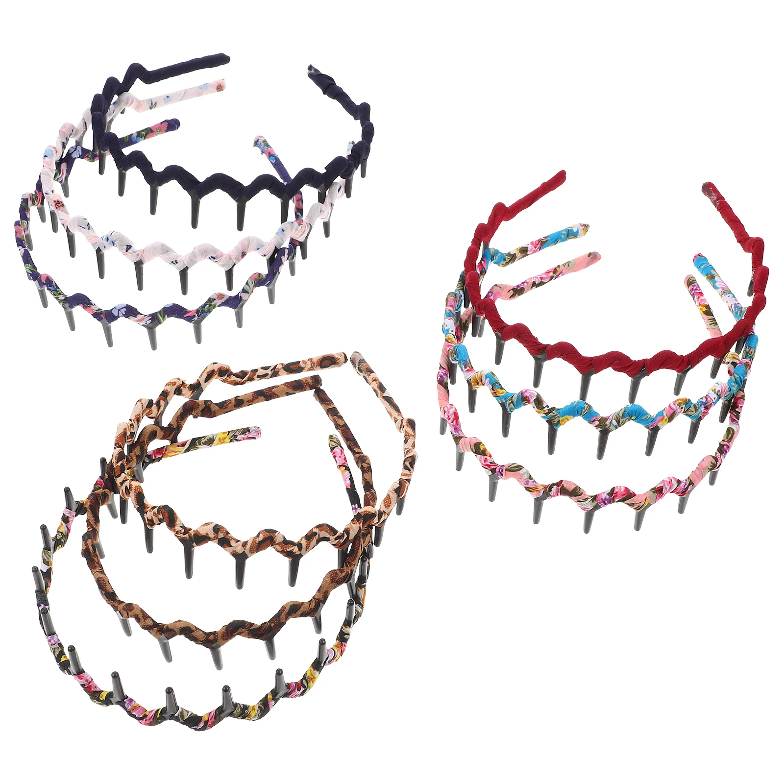 

9Pcs Stylish Plastic Hair Hoops with Teeth Secure Hold Headband for Mixed Colors Daily Wear Chic Headdress